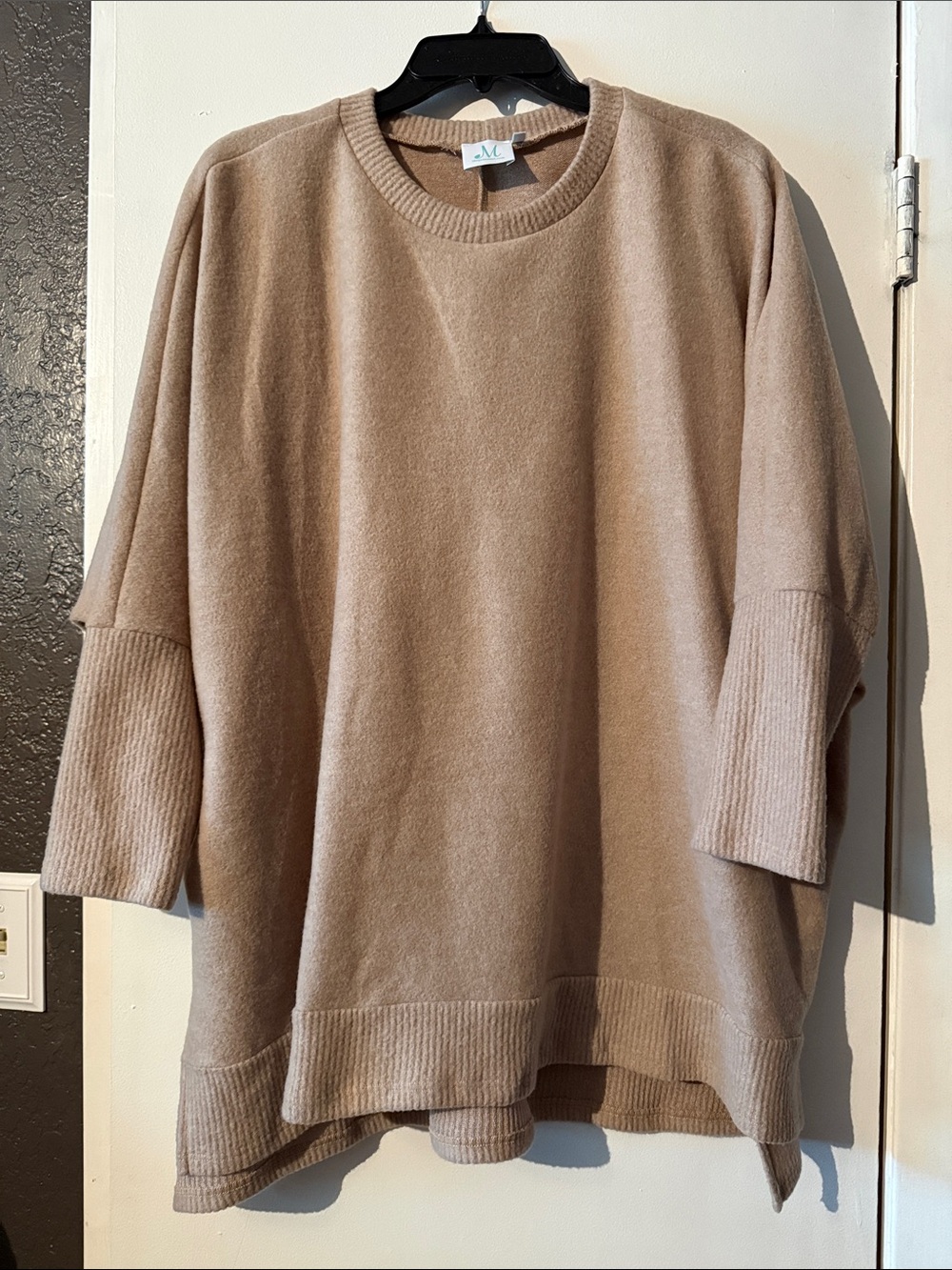 Oversized Taupe Crewneck Women's Sweater
